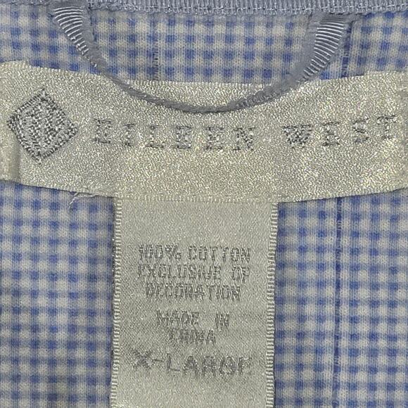 Eileen West Vintage Blue Gingham Robe. Size Large. - Picture 1 of 11